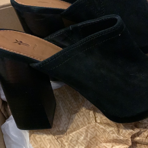 Frye Karissa mule black suede stacked heel size 8.5 - Picture 2 of 6